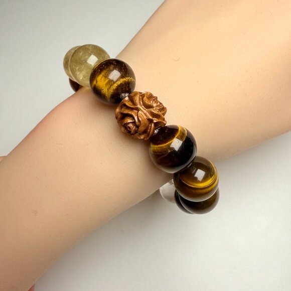 Tiger Eye × Golden Rutilated Quartz Bracelet - Picture 5 of 14